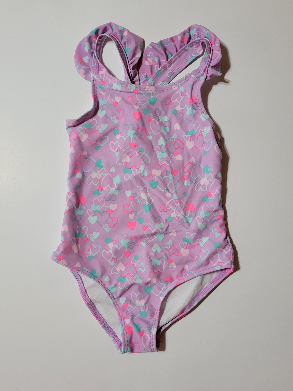 Carter’s Toddler Girls One Piece Swimsuit Purple Heart Print Size 3T
